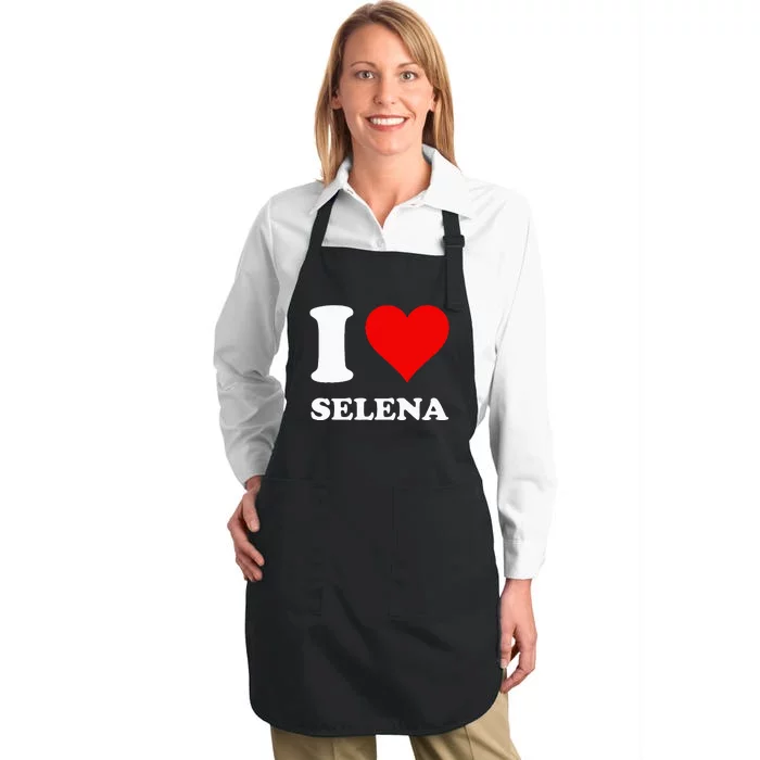 Red Heart I Love Selena Full-Length Apron With Pocket