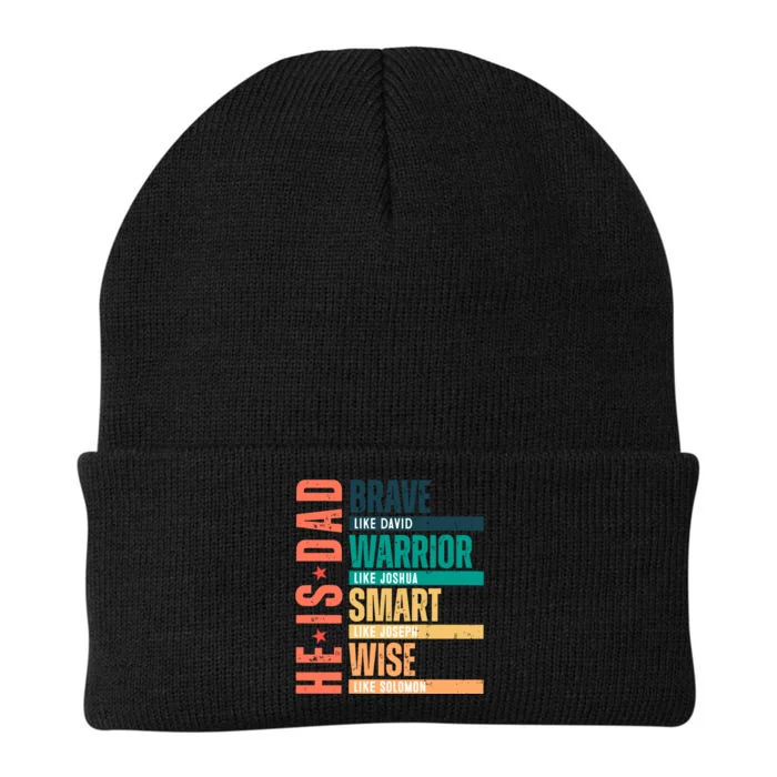 Retro He Is Dad Brave Like David Knit Cap Winter Beanie