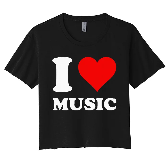 Red Heart I Love Music Women's Crop Top Tee