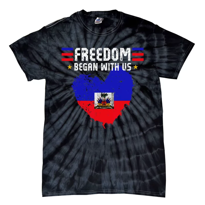 Retro Haitian Independence Celebration Day Haitian Flag Tie-Dye T-Shirt