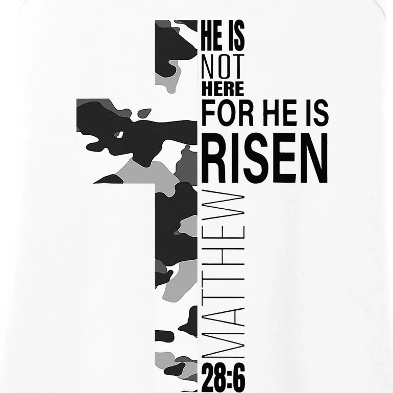 Religious He Is Risen Christian Easter Camouflage Cross Ladies Essential Tank