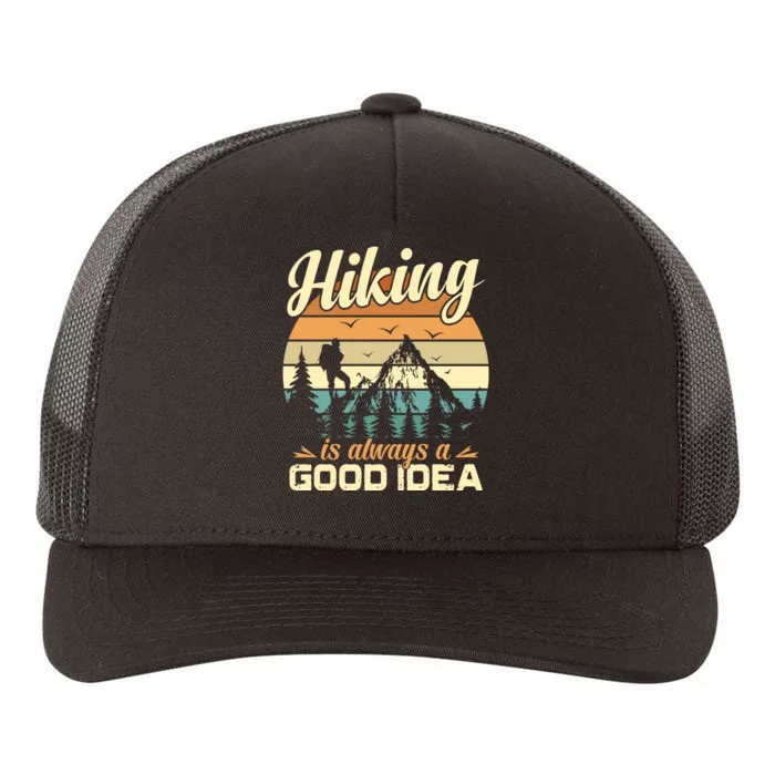 Retro Hiking Is Always Good Idea Mountain Gift Yupoong Adult 5-Panel Trucker Hat