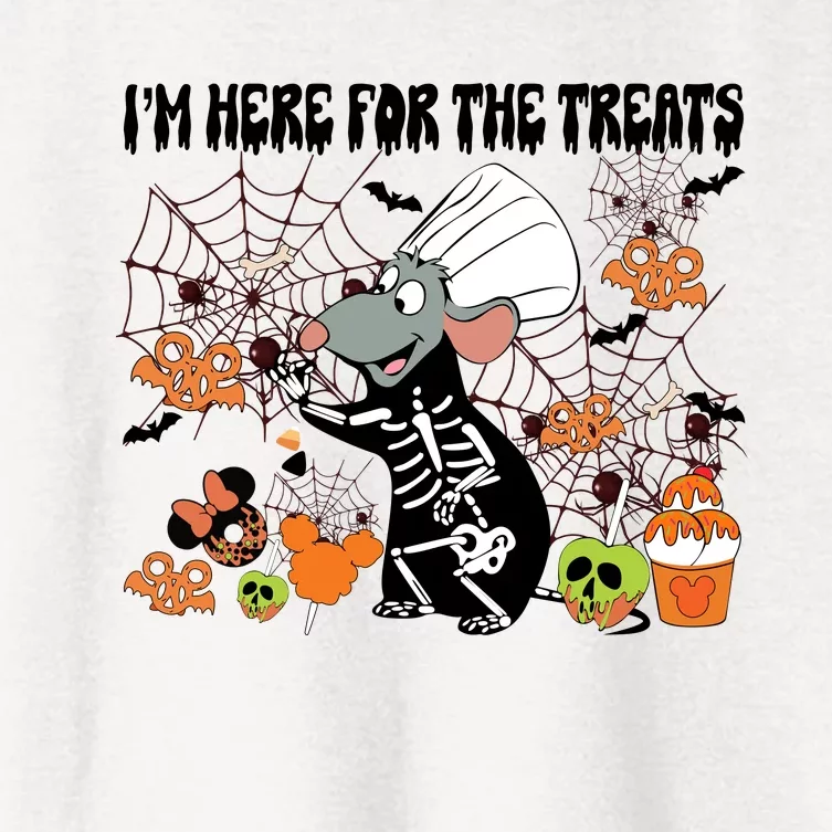 Remy Halloween Im Here For The Treats Snacks Halloween Little Women's Crop Top Tee