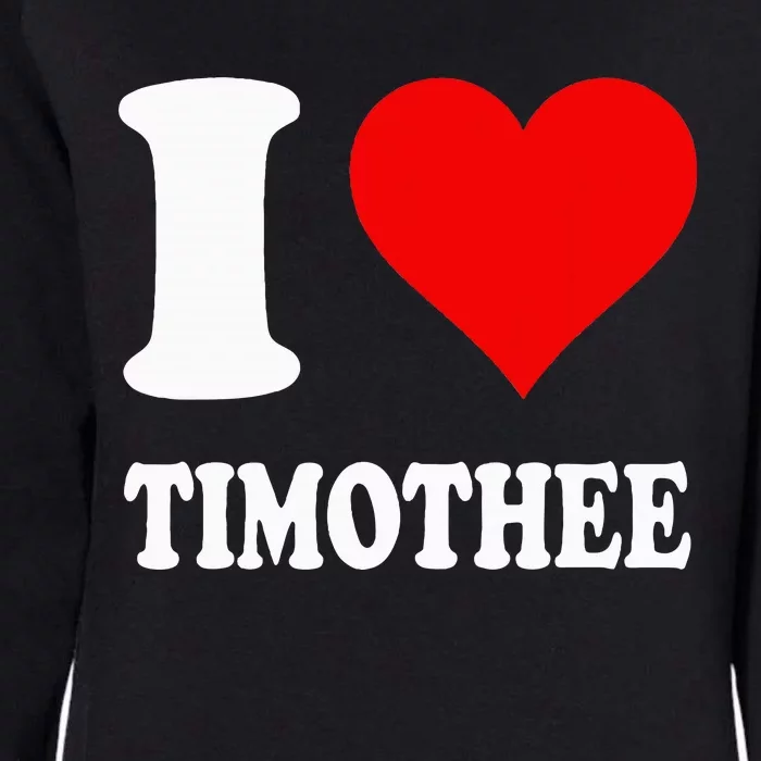 Red Heart I Love Timothee Womens California Wash Sweatshirt