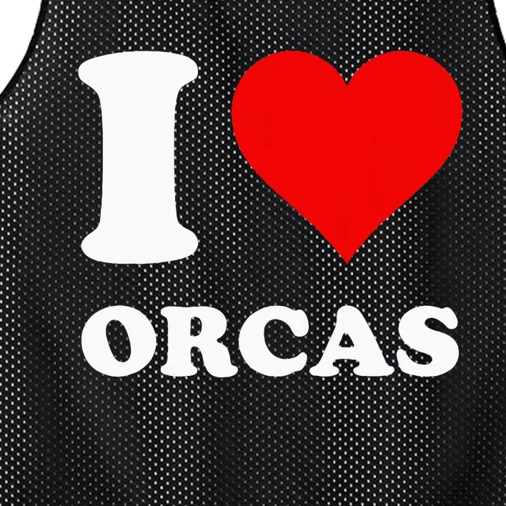 Red Heart I Love Orcas Mesh Reversible Basketball Jersey Tank