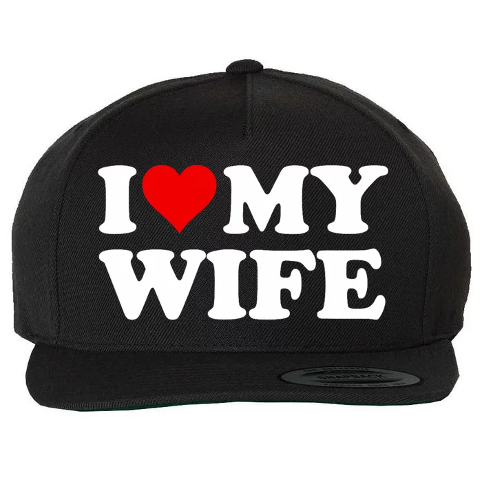 Red Heart I Love My Wife Wool Snapback Cap