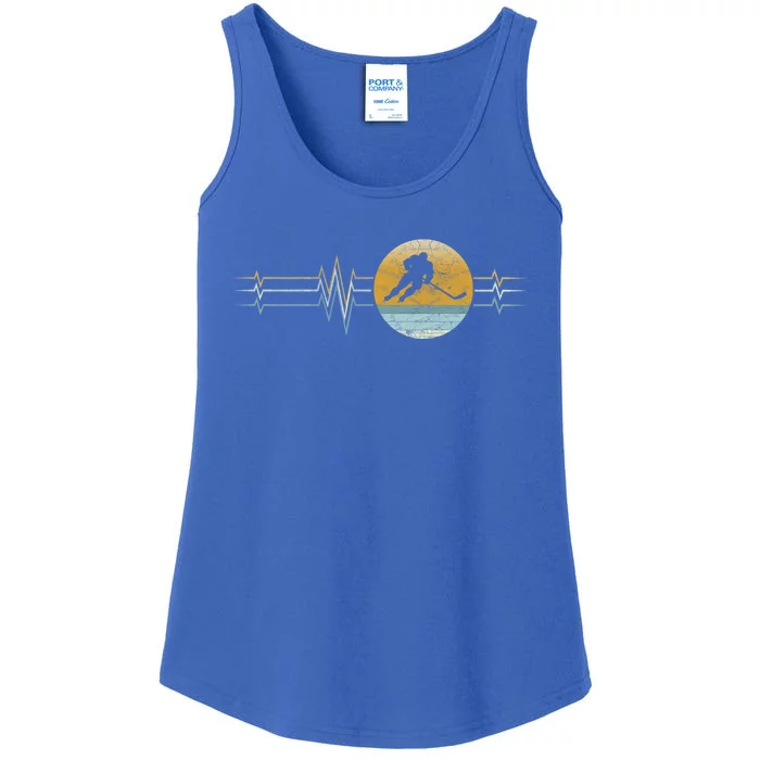 Retro Heartbeat Ice Hockey Sport Lifeline Vintage Gift Ladies Essential Tank