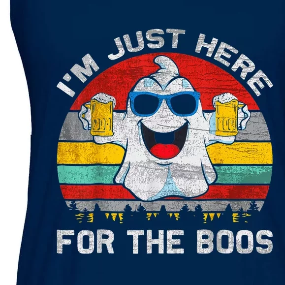 Retro Halloween I'm Just Here For The Boos Cute Ghost Beer Ladies Essential Flowy Tank