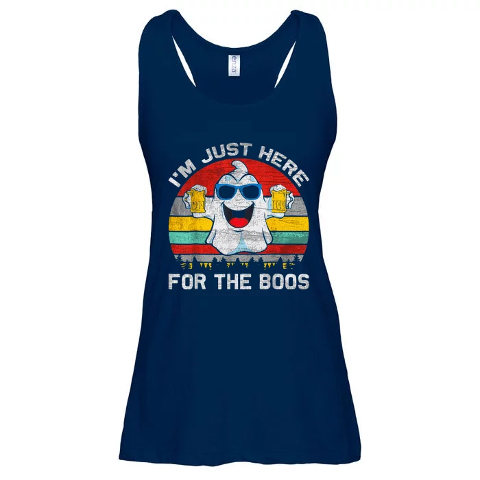 Retro Halloween I'm Just Here For The Boos Cute Ghost Beer Ladies Essential Flowy Tank