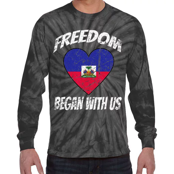 Retro Haitian Independence Celebration Day Tie-Dye Long Sleeve Shirt