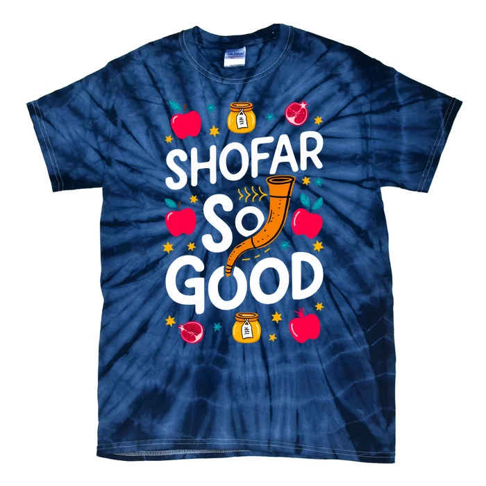 Rosh Hashanah Jewish New Year Shana Tova Apple Honey Shofar Tie-Dye T-Shirt