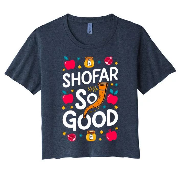 Rosh Hashanah Jewish New Year Shana Tova Apple Honey Shofar Women's Crop Top Tee