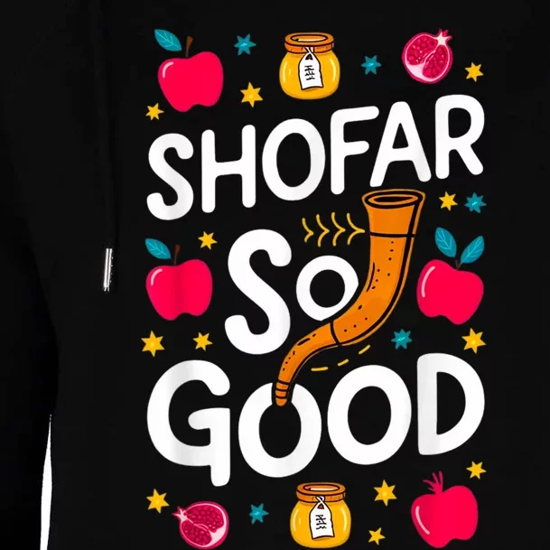 Rosh Hashanah Jewish New Year Shana Tova Apple Honey Shofar Womens Funnel Neck Pullover Hood