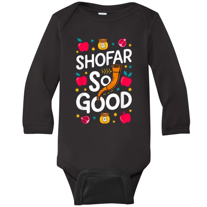 Rosh Hashanah Jewish New Year Shana Tova Apple Honey Shofar Baby Long Sleeve Bodysuit