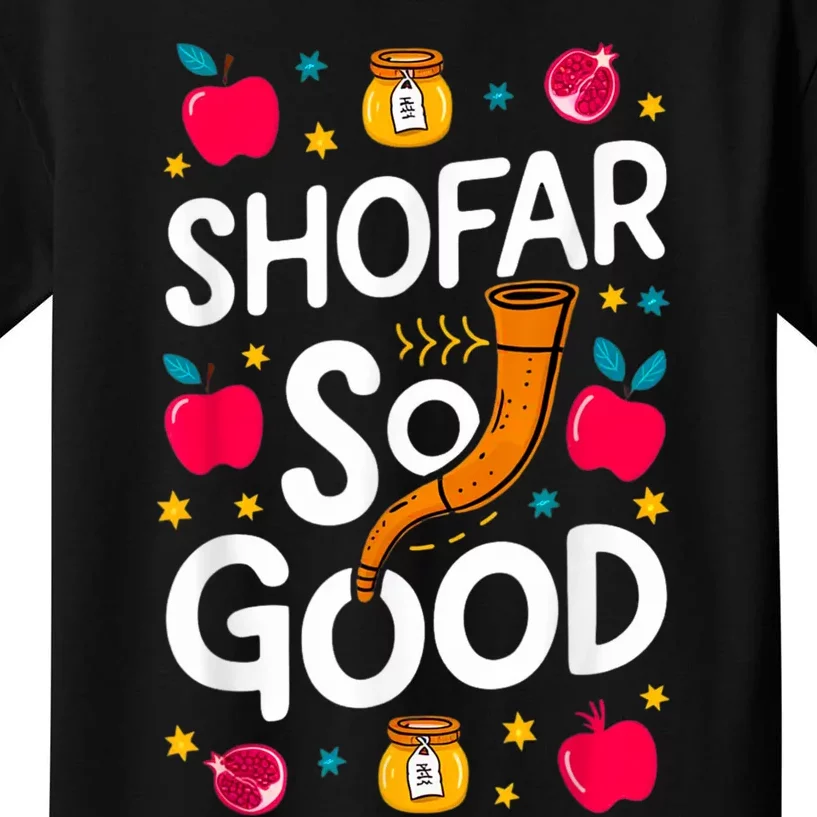 Rosh Hashanah Jewish New Year Shana Tova Apple Honey Shofar Kids T-Shirt