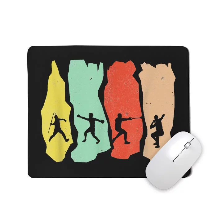 Retro Hammer Javelin Discus Shot Put Track And Field Thrower Mousepad