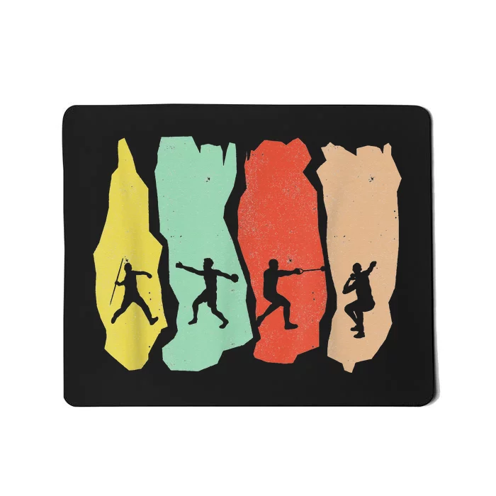 Retro Hammer Javelin Discus Shot Put Track And Field Thrower Mousepad