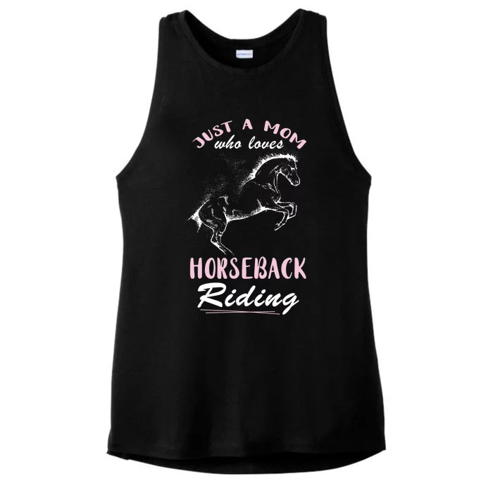 Riding Horse Just A Mom Horseback Rider Horseback Riding Gift Ladies Tri-Blend Wicking Tank