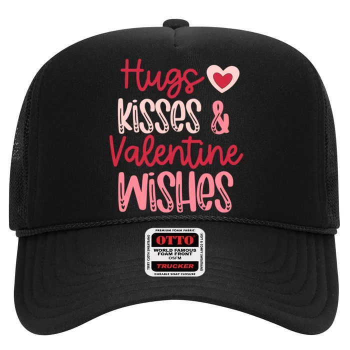 Romantic Hugs Kisses And Valentine Wishes Love Apparel High Crown Mesh Trucker Hat