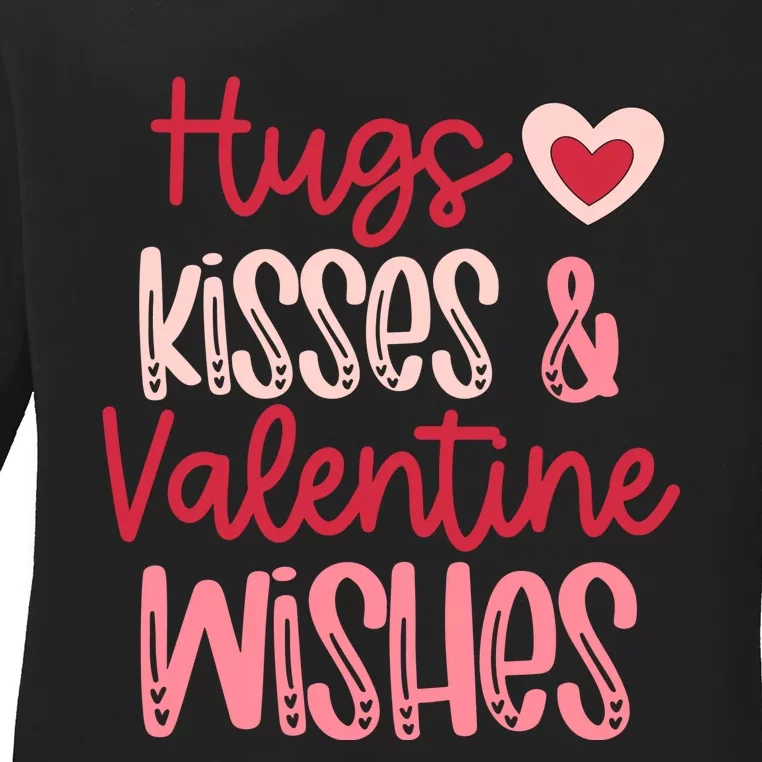 Romantic Hugs Kisses And Valentine Wishes Love Apparel Ladies Long Sleeve Shirt