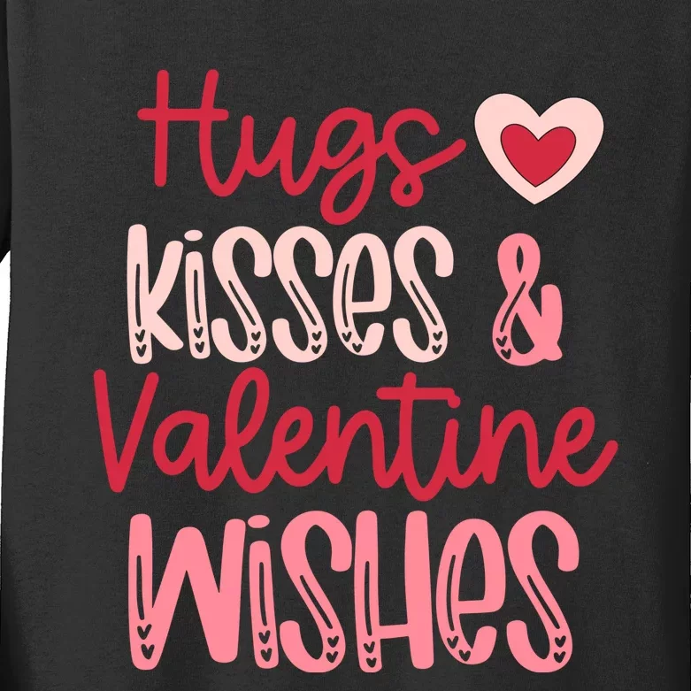 Romantic Hugs Kisses And Valentine Wishes Love Apparel Kids Long Sleeve Shirt