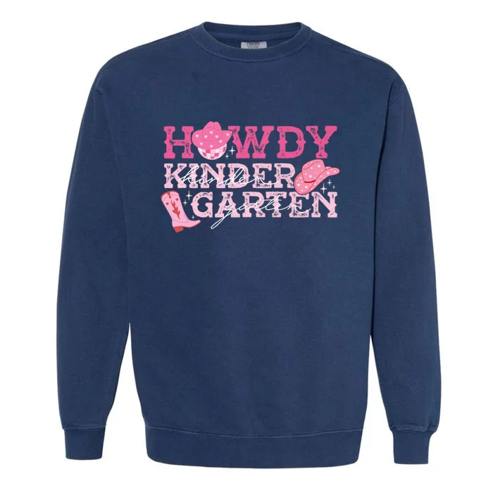 Retro Howdy Kindergarten Cowgirl Western Rodeo For School Garment-Dyed Sweatshirt