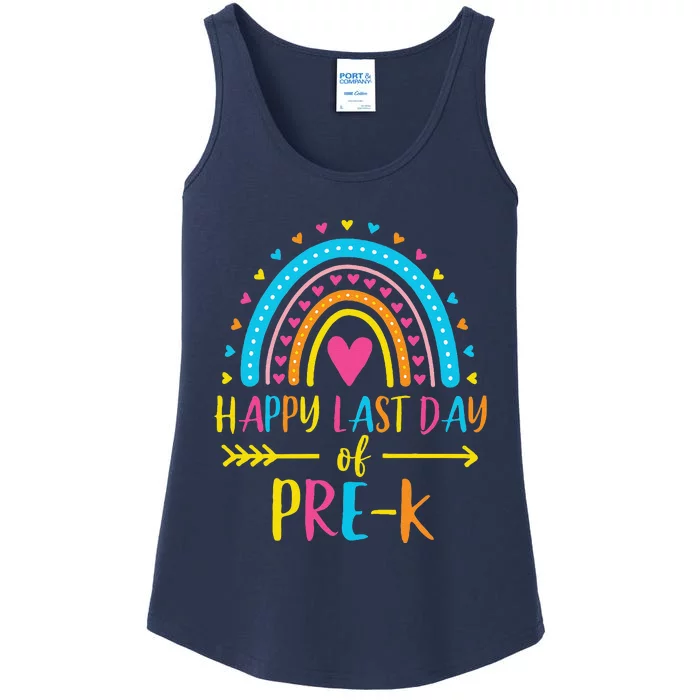 Rainbow Happy Last Day Of Prek School Teacher Ladies Essential Tank