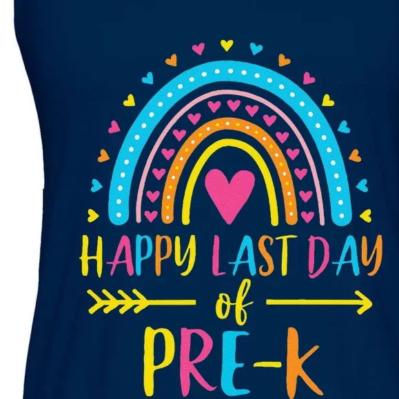 Rainbow Happy Last Day Of Prek School Teacher Ladies Essential Flowy Tank