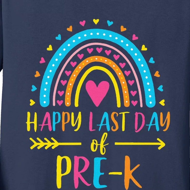 Rainbow Happy Last Day Of Prek School Teacher Kids Long Sleeve Shirt