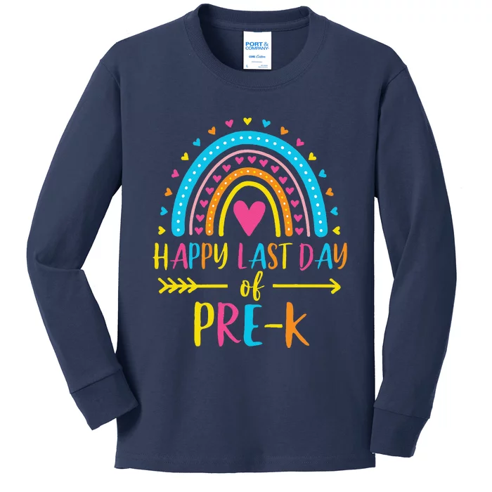 Rainbow Happy Last Day Of Prek School Teacher Kids Long Sleeve Shirt