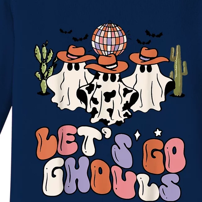 Retro Halloween Lets Go Ghouls Western Ghosts Disco Gift Baby Long Sleeve Bodysuit