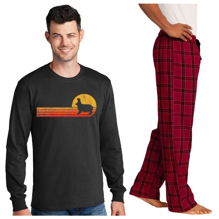 Retro Hippo Lover Funny Hippo Vintage Long Sleeve Pajama Set