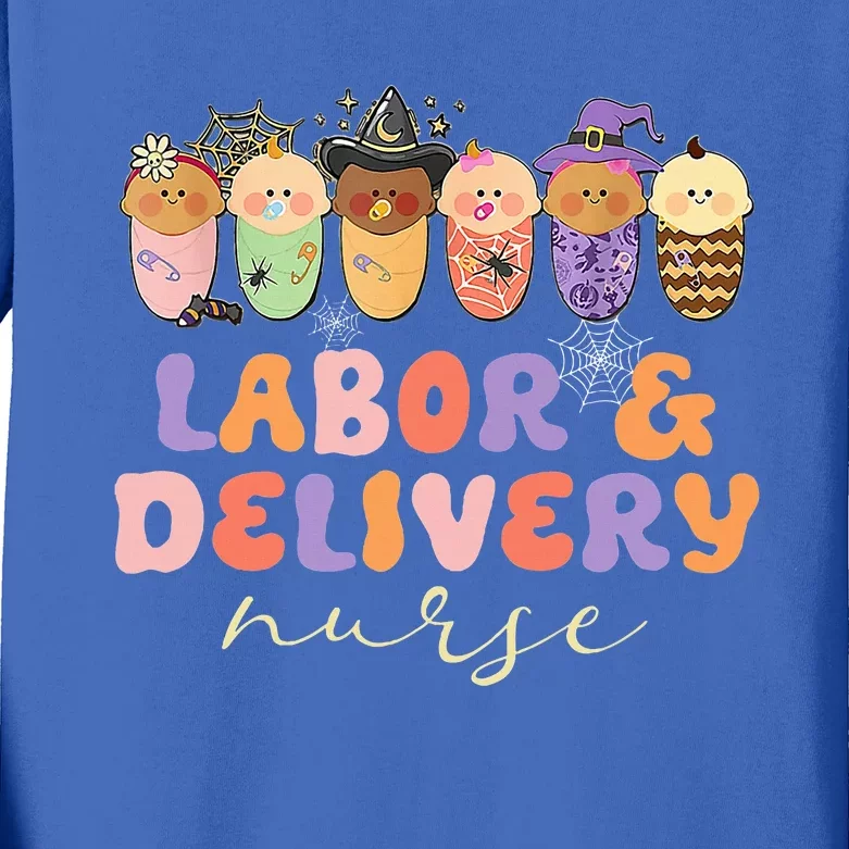 Retro Halloween L&D Labor And Delivery Nurse Party Costume Kids Long Sleeve Shirt