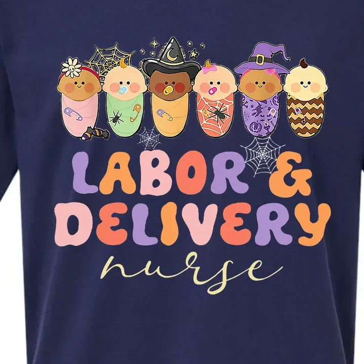 Retro Halloween L&D Labor And Delivery Nurse Party Costume Sueded Cloud Jersey T-Shirt