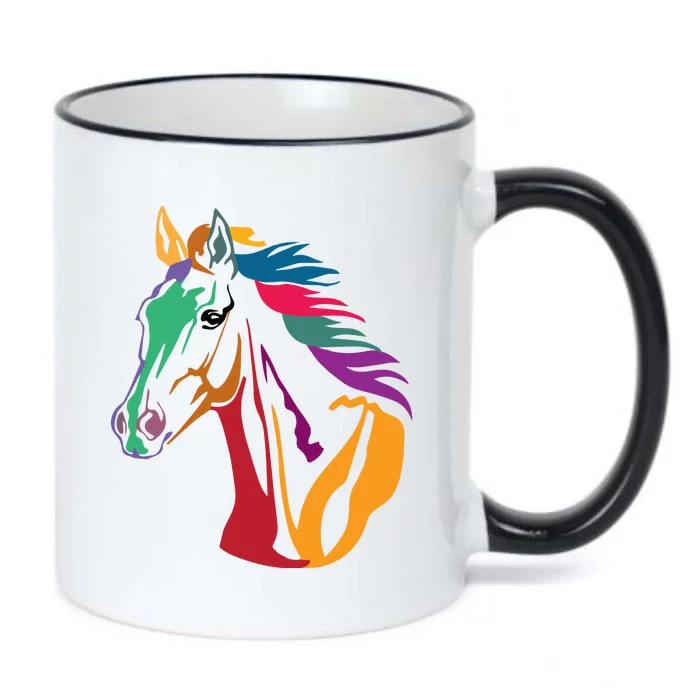 Rainbow Horse Lover Cute Black Color Changing Mug