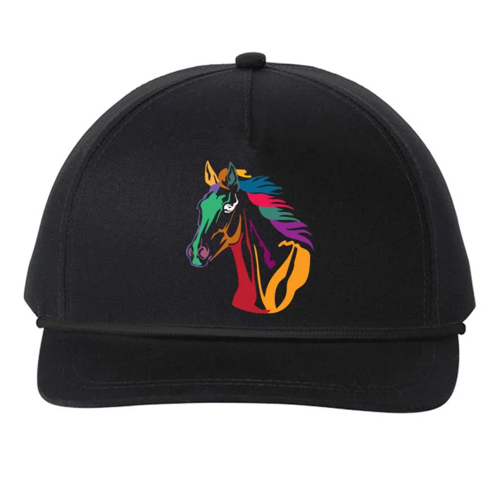 Rainbow Horse Lover Cute Snapback Five-Panel Rope Hat