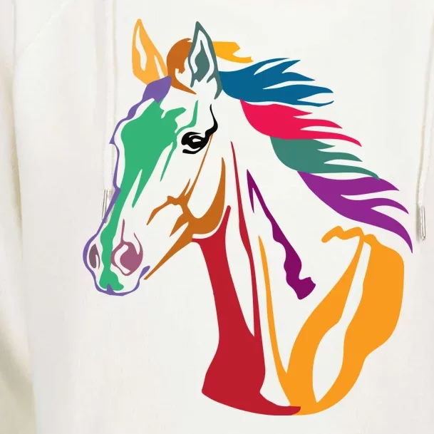 Rainbow Horse Lover Cute Womens Funnel Neck Pullover Hood