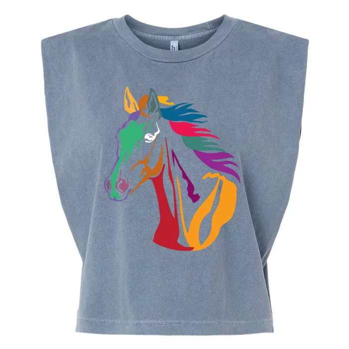 Rainbow Horse Lover Cute Garment-Dyed Women's Muscle Tee