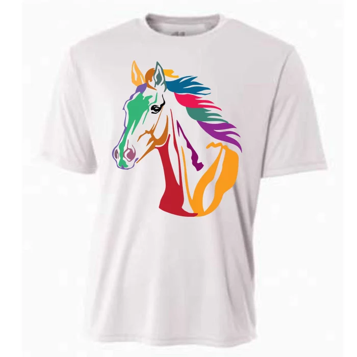 Rainbow Horse Lover Cute Cooling Performance Crew T-Shirt