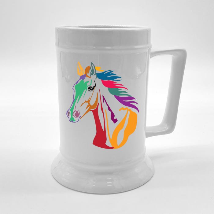 Rainbow Horse Lover Cute Front & Back Beer Stein