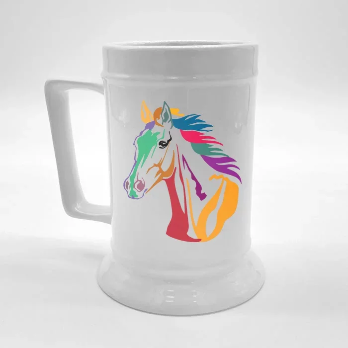 Rainbow Horse Lover Cute Front & Back Beer Stein