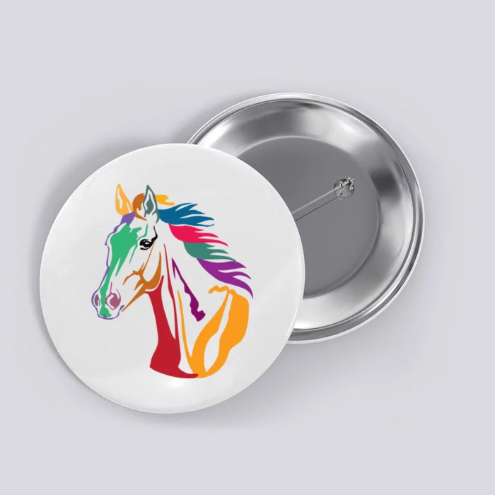 Rainbow Horse Lover Cute Button