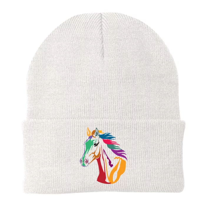 Rainbow Horse Lover Cute Knit Cap Winter Beanie