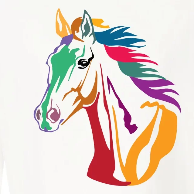 Rainbow Horse Lover Cute Cropped Pullover Crew