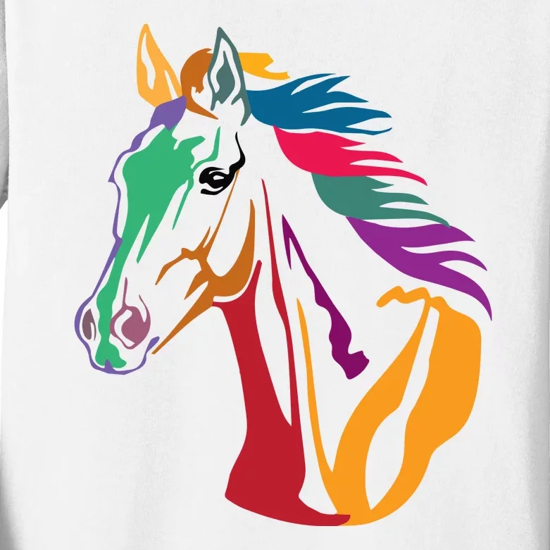 Rainbow Horse Lover Cute Kids Long Sleeve Shirt