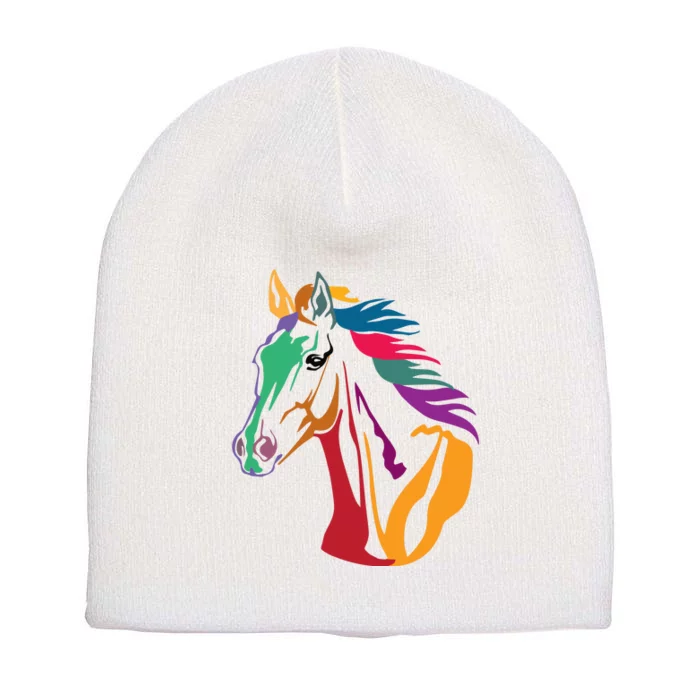 Rainbow Horse Lover Cute Short Acrylic Beanie