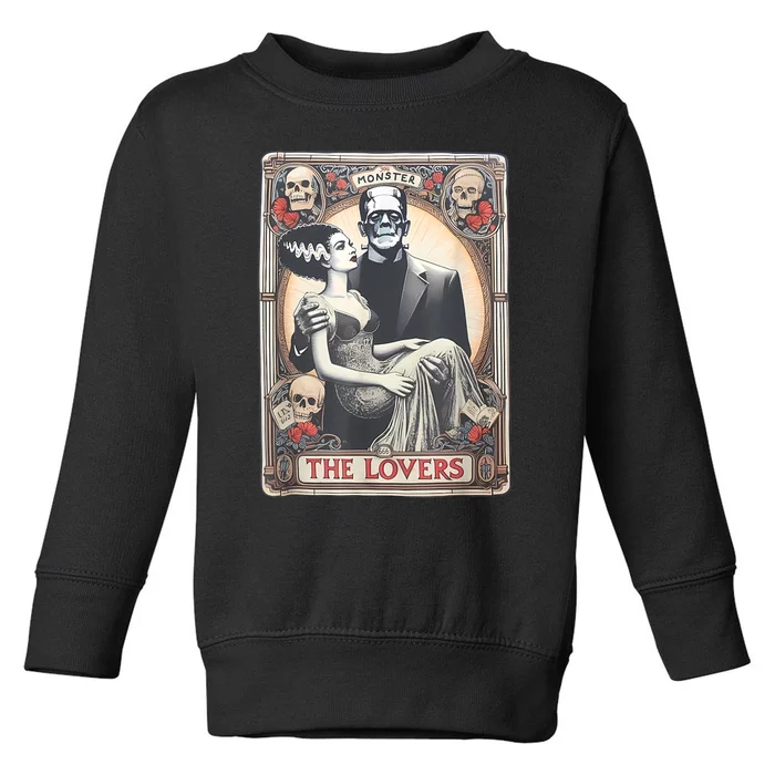 Retro Halloween Lovers Tarot Card Halloween Toddler Sweatshirt