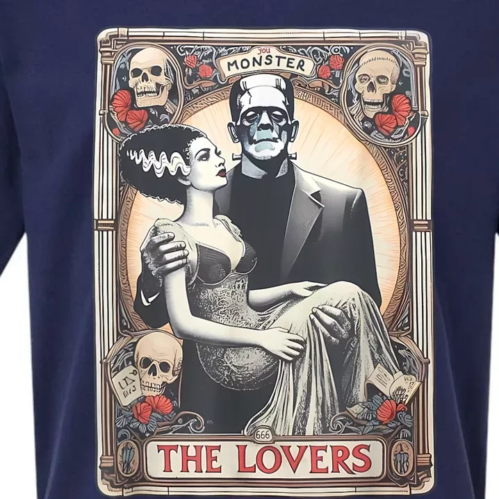 Retro Halloween Lovers Tarot Card Halloween Sueded Cloud Jersey T-Shirt