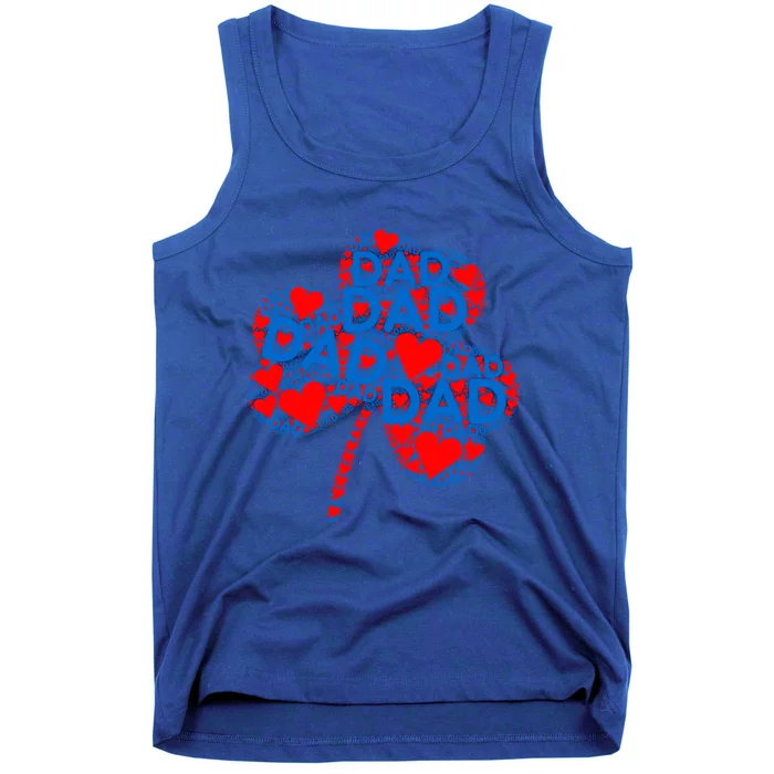 Red Heart Love Blue Dad Shamrock Irish Daddy Fathers Day Great Gift Tank Top