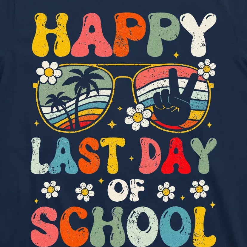 Retro Happy Last Day Of School Teacher Student Hello Summer T-Shirt